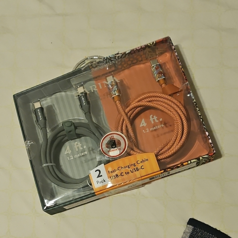 NWOT 2-Pack USB-C Fast Charging Cables - Gray and Orange
